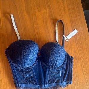 Victoria's Secret Midnight Blue Lace Bustier - 34DD